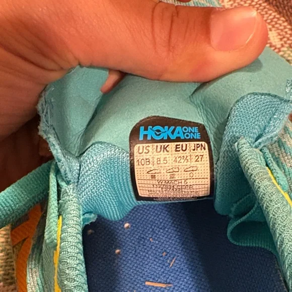 Hoka Mach 6 Athletic Shoes - Teal and Yellow- size Men’s 10B (narrow) - Picture 4 of 4